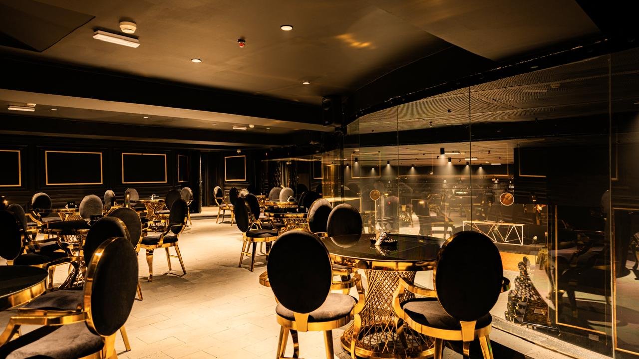 Club 11 lounge seating after dark